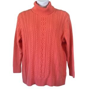 Amazon Essentials Fisherman Sweater Sz 2X Coral Cotton Turtleneck Long Sleeve